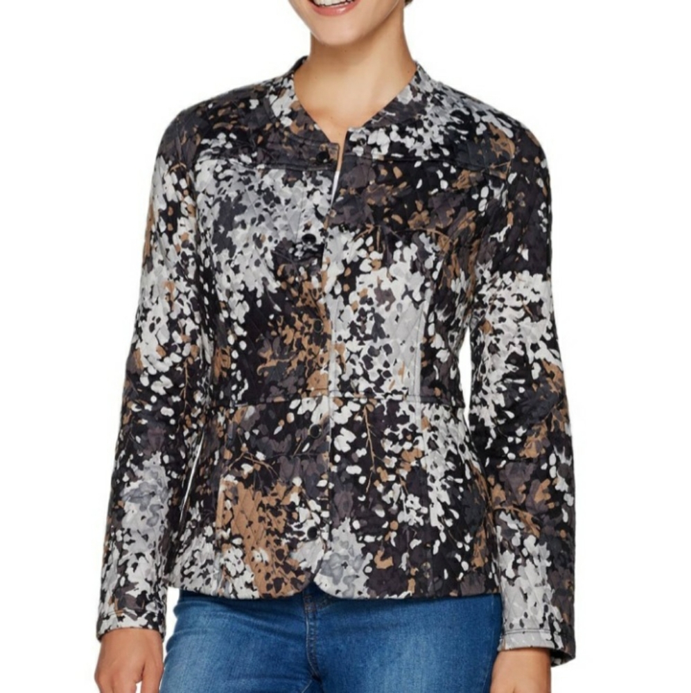 Isaac Mizrahi Live! Floral Quilted Knit Jacket